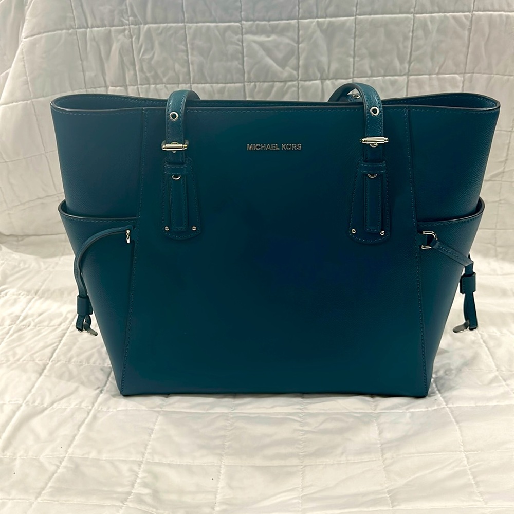 Beautiful deep turquoise Michael Kors tote